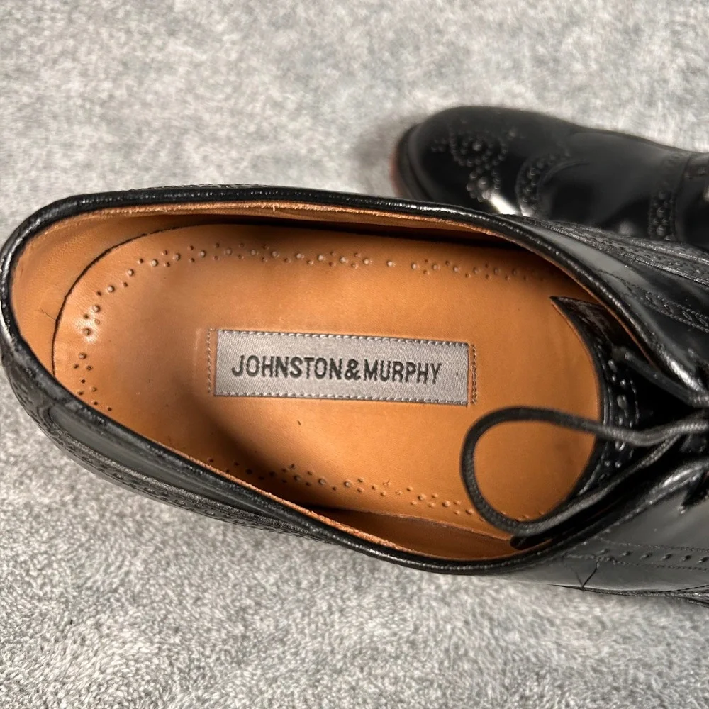 Johnston & Murphy Oxford Dress Shoes Limited Wingtip 10 D Black Leather 24-93210